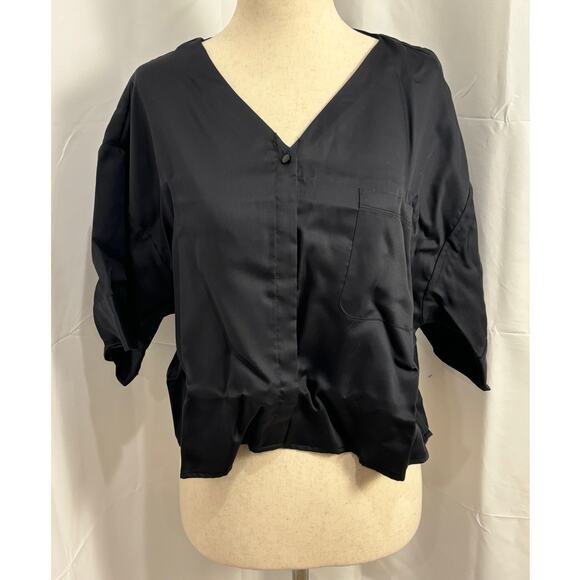NWT Ettitude Sateen Short Sleeve Shirt - Onyx - Picture 1 of 6